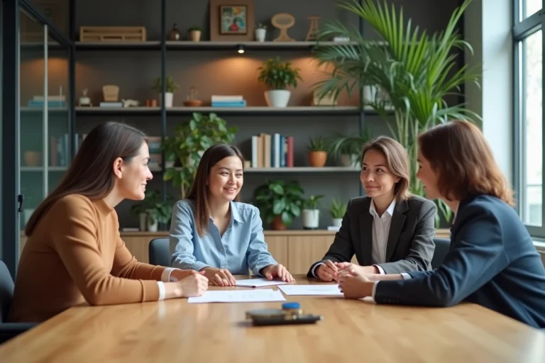 Equipe de professionnels en réunion stratégie d'entreprise